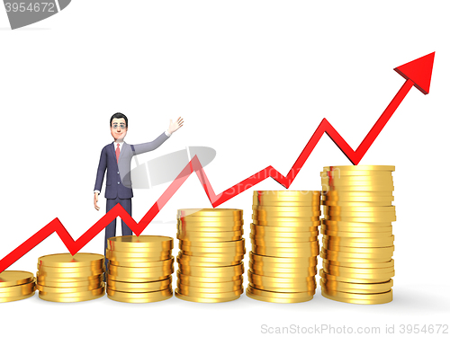 Image of Coins Success Shows Business Person And Banking 3d Rendering