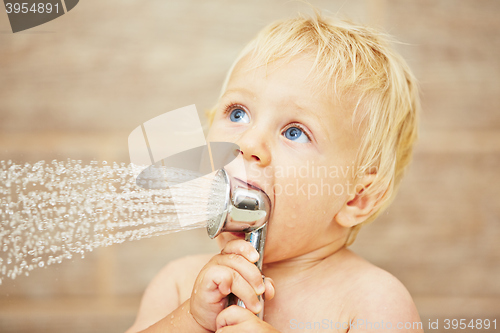 Image of Baby in the bathroom 