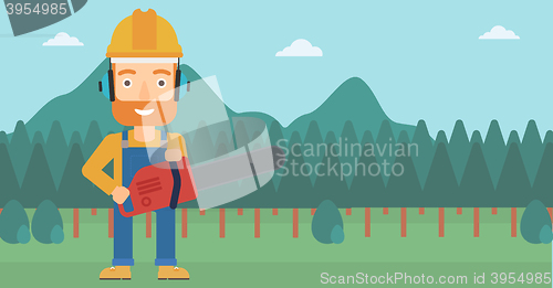 Image of Lumberjack with chainsaw.