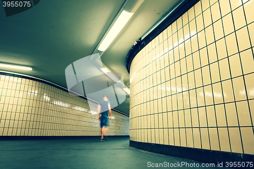 Image of Alone in underground passage