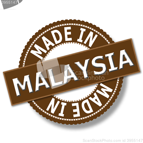 Image of Made in Malaysia brown round vintage stamp