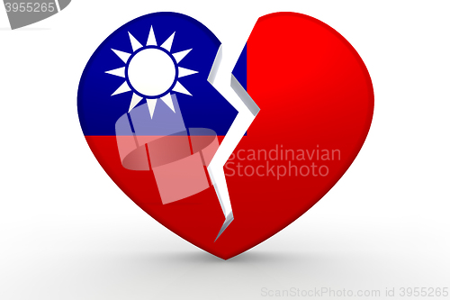 Image of Broken white heart shape with Republic of China flag