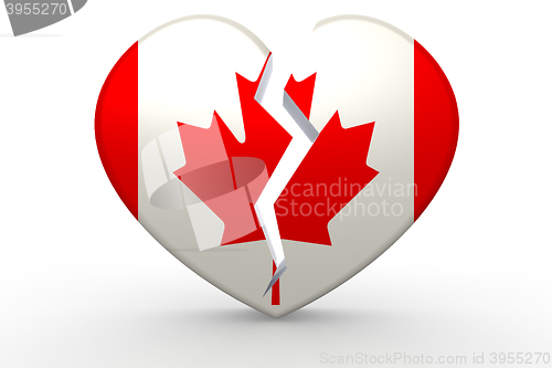 Image of Broken white heart shape with Canada flag