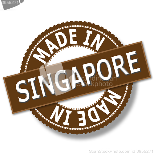 Image of Made in Singapore brown round vintage stamp