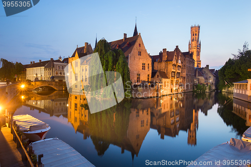 Image of Rozenhoedkaai and Dijver river canal in Bruges, Belgium