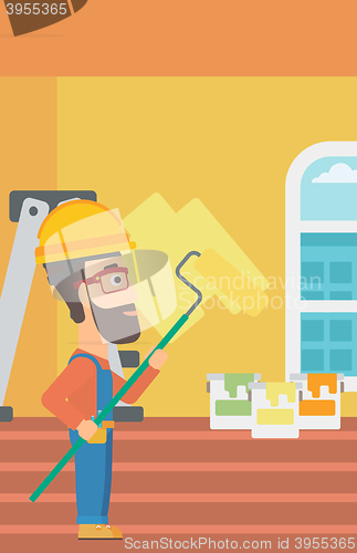 Image of Painter with paint roller.