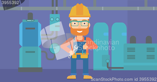 Image of Cheerful repairer with spanner.