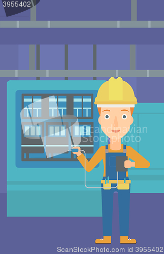 Image of Electrician with electrical equipment.