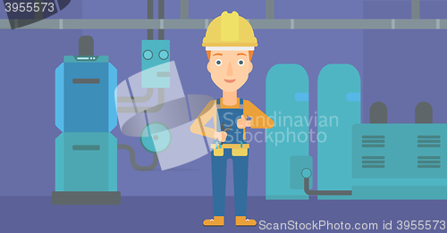 Image of Cheerful repairer with spanner.