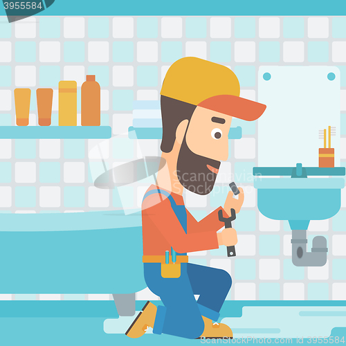 Image of Man repairing sink.