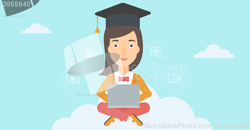 Image of Graduate sitting on cloud.