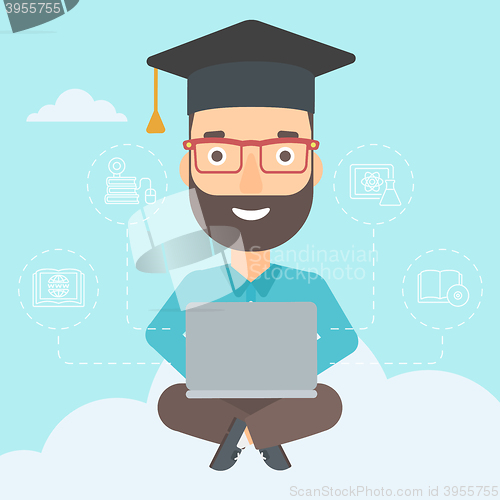 Image of Graduate sitting on cloud.