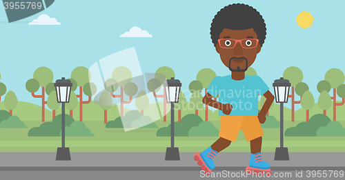 Image of Sporty man on roller-skates.