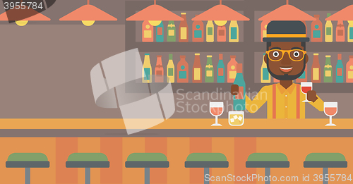 Image of Bartender standing at the bar counter.