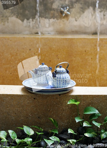 Image of Asian pottery tea set.