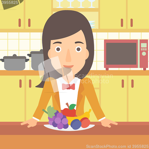 Image of Woman with healthy food.