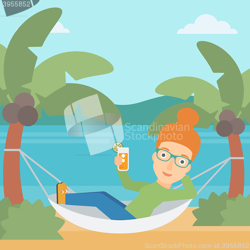 Image of Woman chilling in hammock.