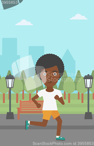 Image of Sportive woman jogging.