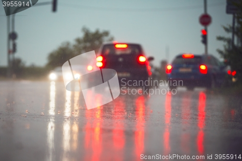 Image of Traffic in rainy day 