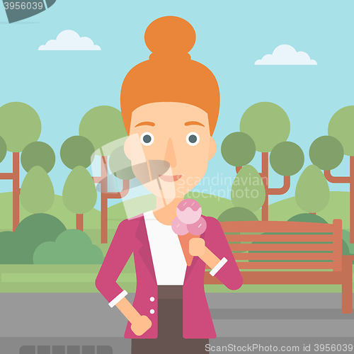 Image of Woman holding icecream.