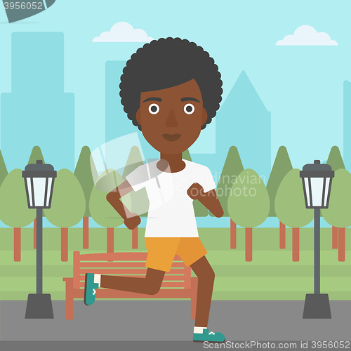 Image of Sportive woman jogging.