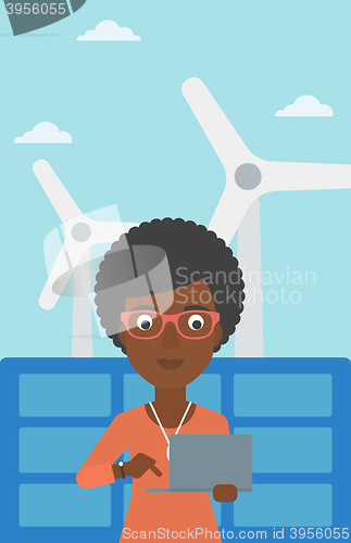 Image of Woman using laptop.
