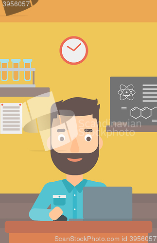 Image of Man studying with laptop.
