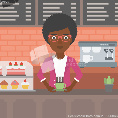 Image of Woman making coffee.