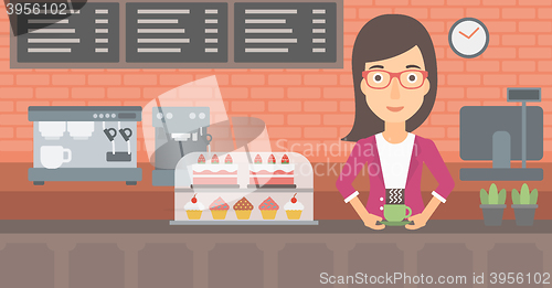 Image of Woman making coffee.