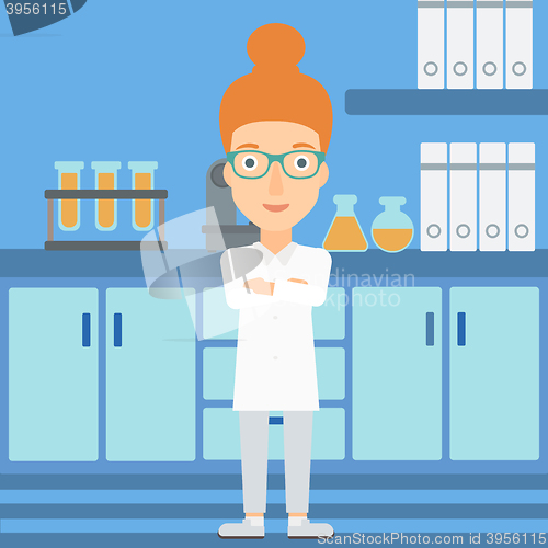 Image of Female laboratory assistant.