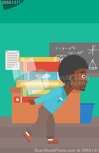 Image of Man with pile of books.