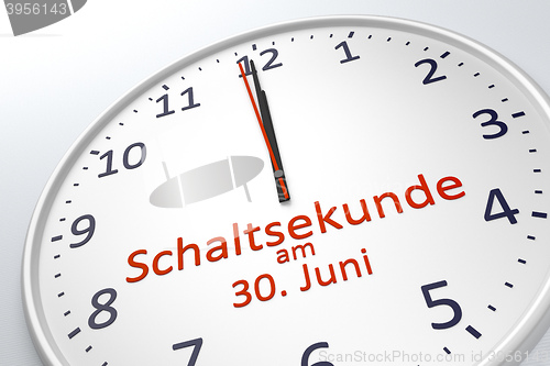 Image of a clock showing leap second at june 30 in german language