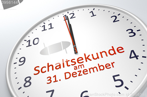 Image of a clock showing leap second at december 31 in german language