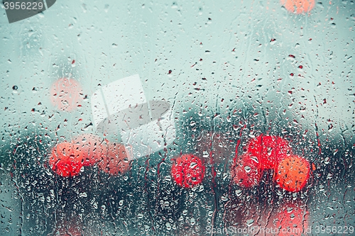 Image of Raindrop on the window of the car