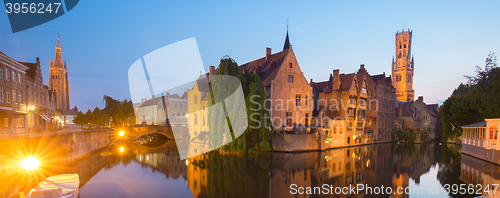 Image of Rozenhoedkaai and Dijver river canal in Bruges, Belgium.