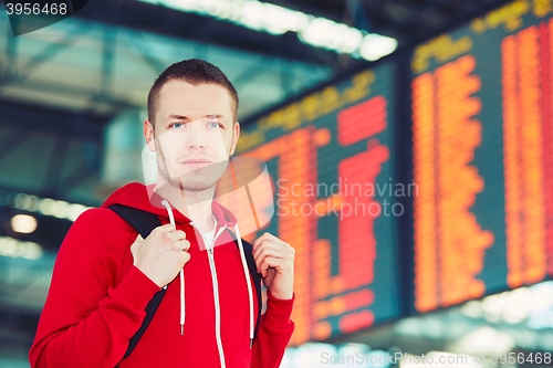 Image of Handsome traveler at the airport