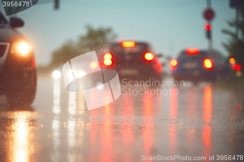 Image of Traffic in rainy day 