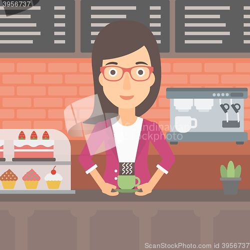 Image of Woman making coffee.