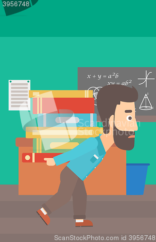 Image of Man with pile of books.