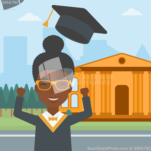 Image of Graduate throwing up his hat.