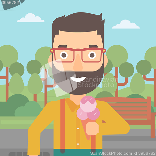 Image of Man holding icecream.