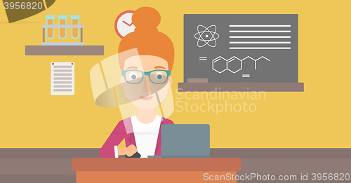 Image of Woman studying with laptop.