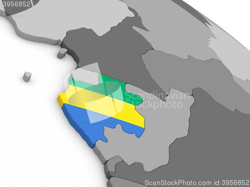 Image of Gabon on globe with flag