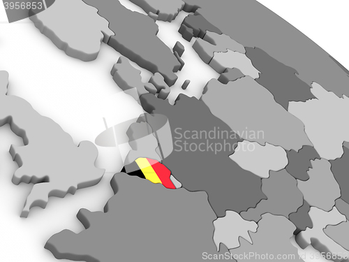 Image of Belgium on globe with flag