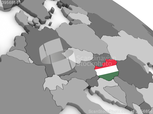 Image of Hungary on globe with flag