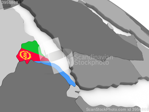Image of Eritrea on globe with flag