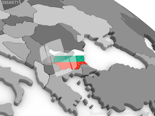 Image of Bulgaria on globe with flag