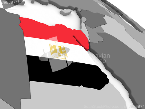 Image of Egypt on globe with flag
