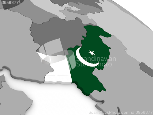 Image of Pakistan on globe with flag