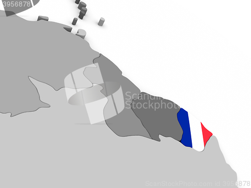 Image of French Guiana on globe with flag